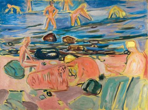 theegoist:Edvard Munch (Norwegian, 1863-1944) - Badende Gutter (Boys Bathing), oil on canvas, 68.00 