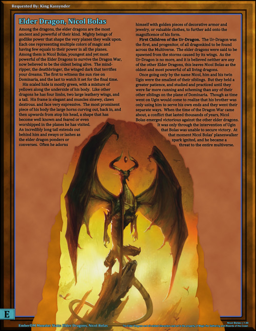 Magic the Gathering: Nicol Bolas v1.00.  D&amp;D 5e Monster StatsCommissioned by King Kassy