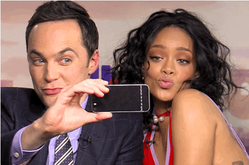 yahoomoviesuk:  We could watch Rihanna teaching Jim Parsons how to take the perfect selfie all day. 