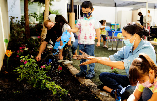 meghansboys:The Duke & Duchess of Sussex visited a Preschool Learning Center to help replant the