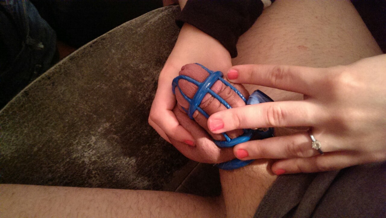 chastefetish:  Princess teased my caged cock earlier, saying that this is the only