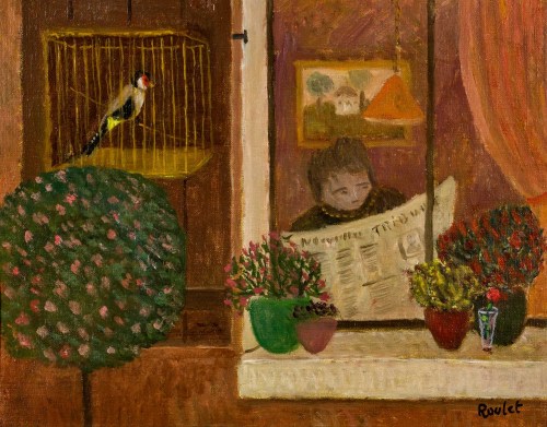 The goldfinch    -   Henry Roulet, 1983.Swiss, 1915-1995Oil on canvas, 27 x 35 cm