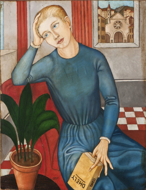 books0977: The sentimental girl (1920-1922) Ubaldo Oppi (Italian, 1889-1942). Oil on masonite. Museo