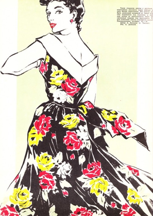 A bit about Soviet-era fashion: illustrations from the “Fashion Magazine” (Журнал мод), 1957 I like 