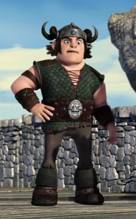 a fullbody screencap of Snotlout, with his hand on his hip.