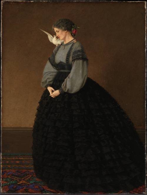 &ldquo;Lady with a dove&rdquo; or portrait of Madame Loeser by John Brett, 1864