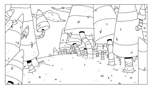 skronked:  here’s some forest backgrounds i drew for the Adventure Time episode “Scamps”.   selected background layouts from ScampsBG designer - Andy Ristaino