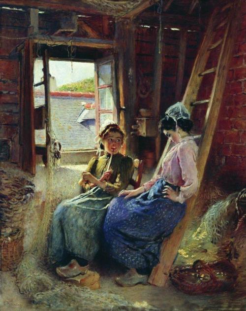 artist-kmakovsky:Two Breton Women, 1904, Konstantin MakovskyMedium: oil,canvas