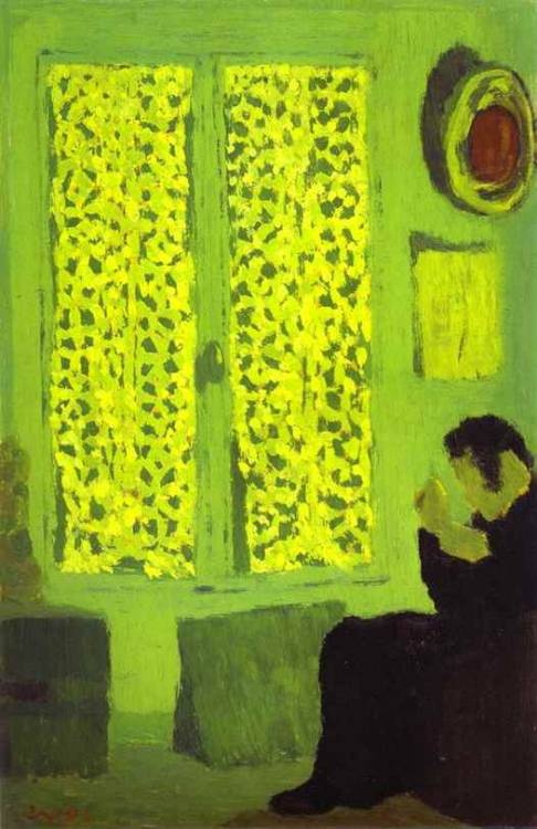 artist-vuillard: The Green Interior or Figure in front of a Window with Drawn, Edouard Vuillardhttps