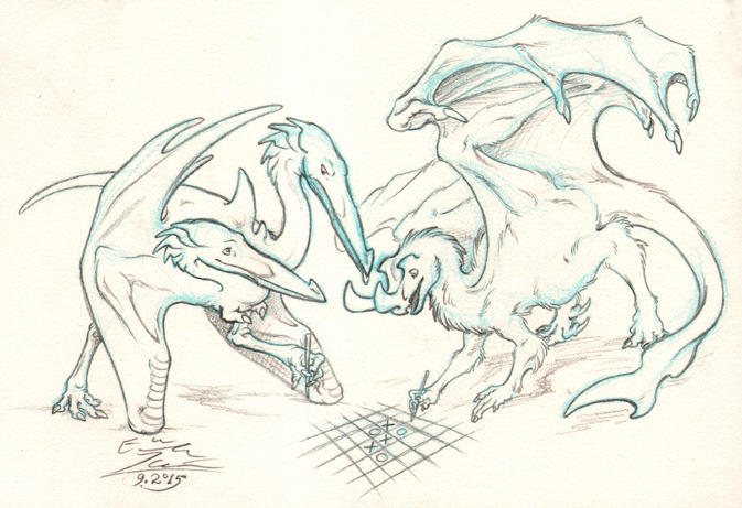 papermonkeyism:  “You know, I think I’d like to doodle some dragons.”*Great