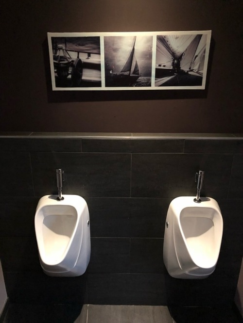 Nice toilets on the second floor of a restaurant in Kontich, right next to the kitchen. 2 urinals wi