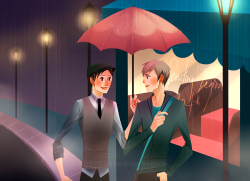 erdgeist:  i’ll walk you home jeanmarco sharing an umbrella in the rainyeshalf of marco is drenched on purpose— 