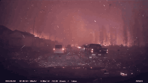 gifsboom:  Fire ‘rains’ down in Fort McMurray neighbourhood during escape. [video]