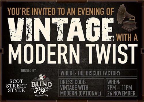 Only 2 days till our marvellous evening of Vintage with a Modern Twist with @blindpigcider at the @b