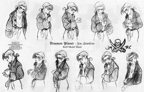 scurviesdisneyblog:Jim Hawkins model sheets by John Ripa (x)