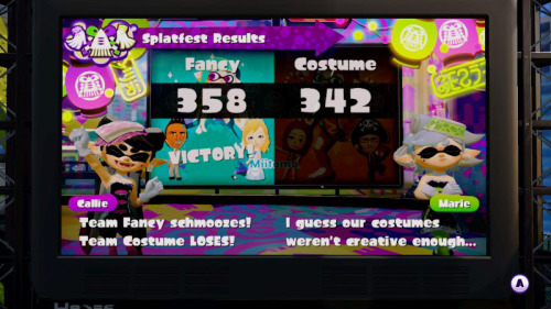jabberwockyx: And so ends another successful Splatfest – congratulations to Team Fancy, and ke