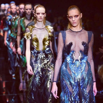 #gucci #autumn #winter #mfw #2013 #2014 #demure #sexy #seducing #purple #turquoise #rust and 50 shades of #green #harpersbazaar