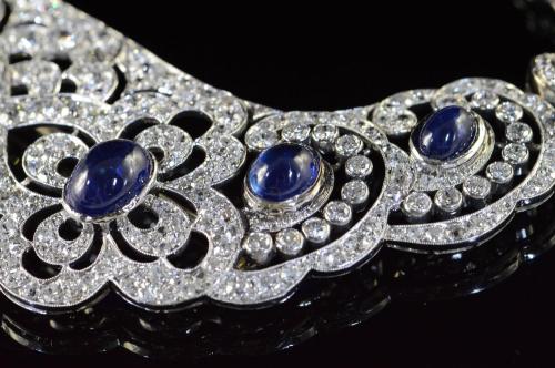 1920s Sapphire Diamond Bib Necklace