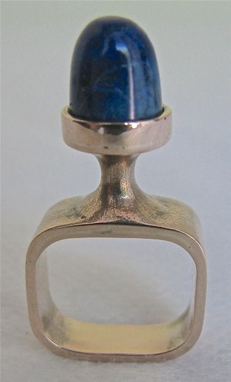 vintage modernist ring, 14k + lapis                   &