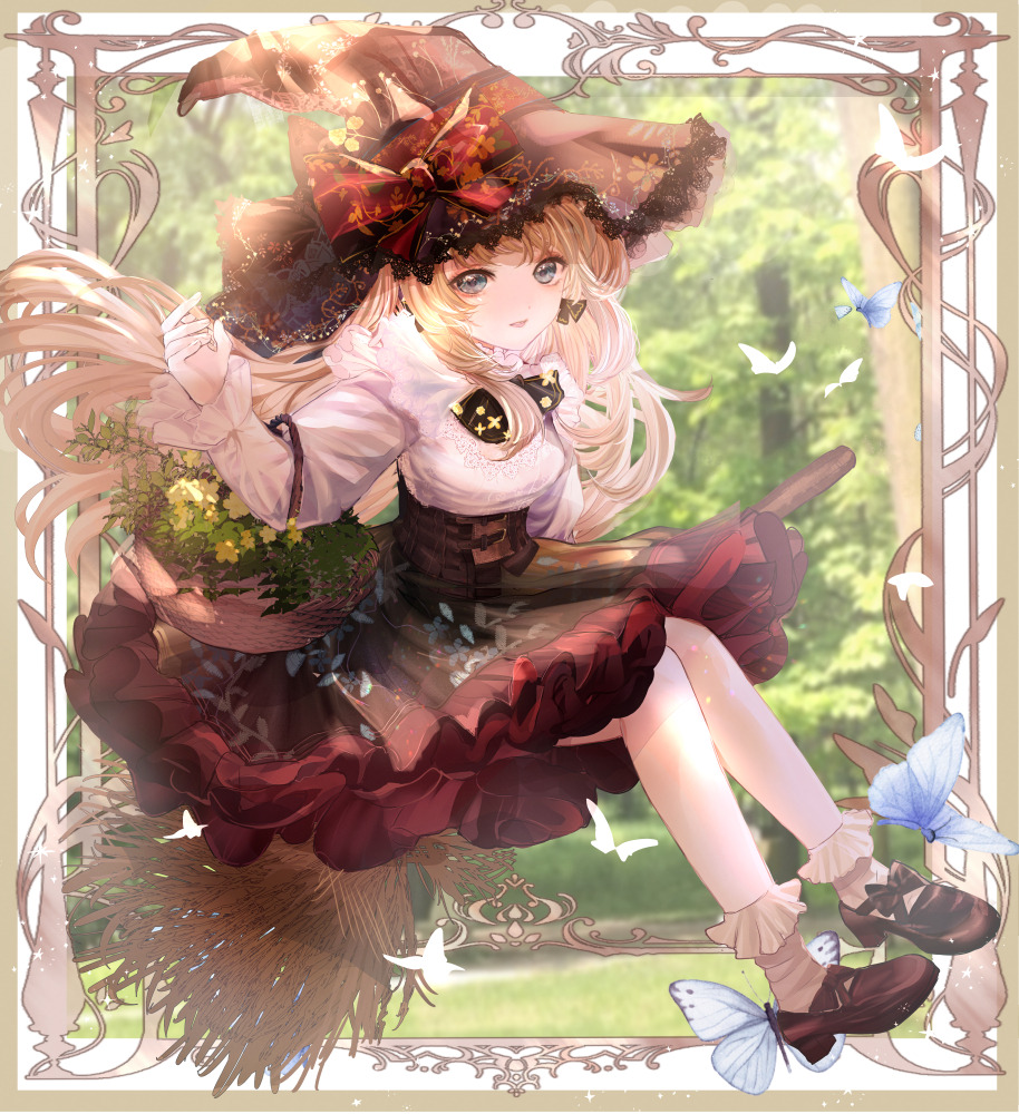 女の子 イラスト 創作 少女 絵 初夏の野花魔女 全身版 Wildflower Witch In Early Summer