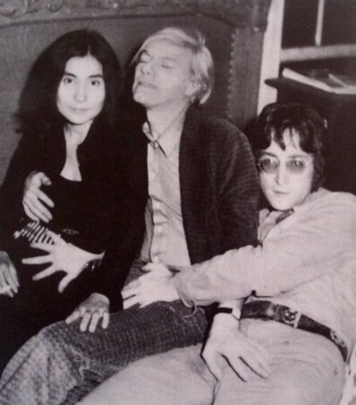 weirdvintage:  Yoko Ono, Andy Warhol, and John Lennon groping each others’ naughty bits, 1971 (photo by David Bourdon, via Lomography)