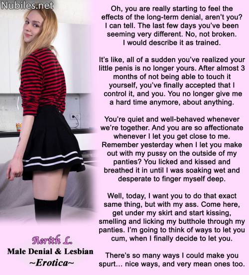 Purchasing one of my books is a great way to support my captions and get much more in-depth chastity and denial stories.https://www.smashwords.com/profile/view/AerithLThank you <3