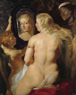 dreamwithoutsleep:  theartistsmanifesto:  Venus at her Mirror by Peter Paul Rubens (1614) Rubens (1577-1640) flourished in the Baroque period as a master painter from Flanders. His extensive travels and studies brought many different subjects to his