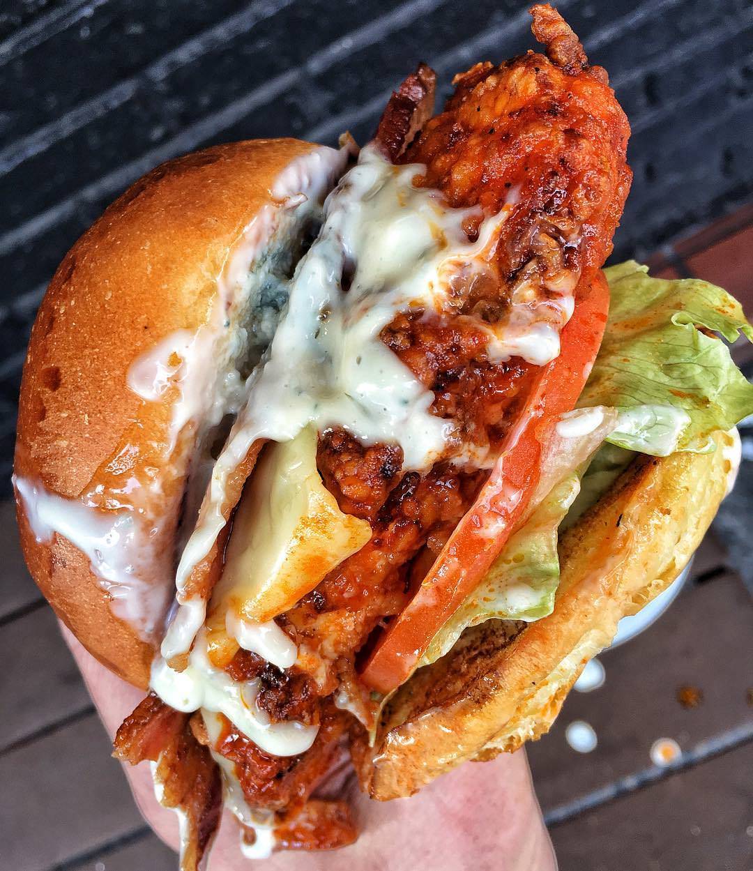Yummy Foooooood - Bacon and Ranch Fried Chicken Burger