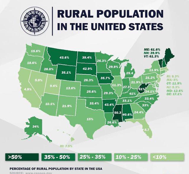 mapsontheweb: “The % Of Population That Lives In a Rural Area ”