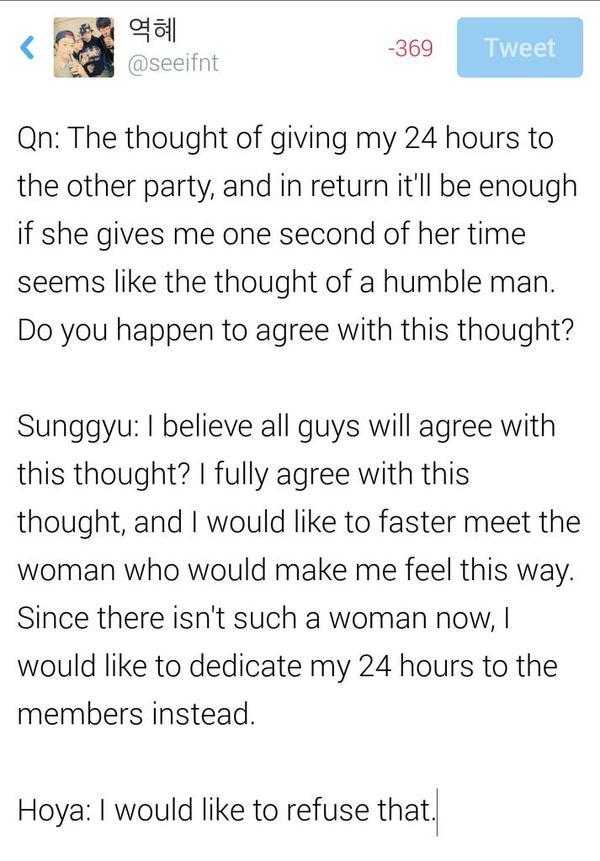 wittlejeh:  Hoya refuses Sunggyu’s 24 hours. HAHAHAHAHAHAAH!!