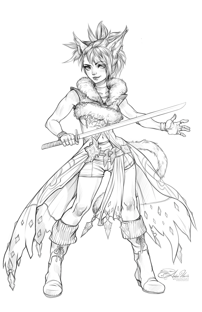 amberharrisart:A lovely Miqo’te for @hello-angelic-howl ! Thanks so much!