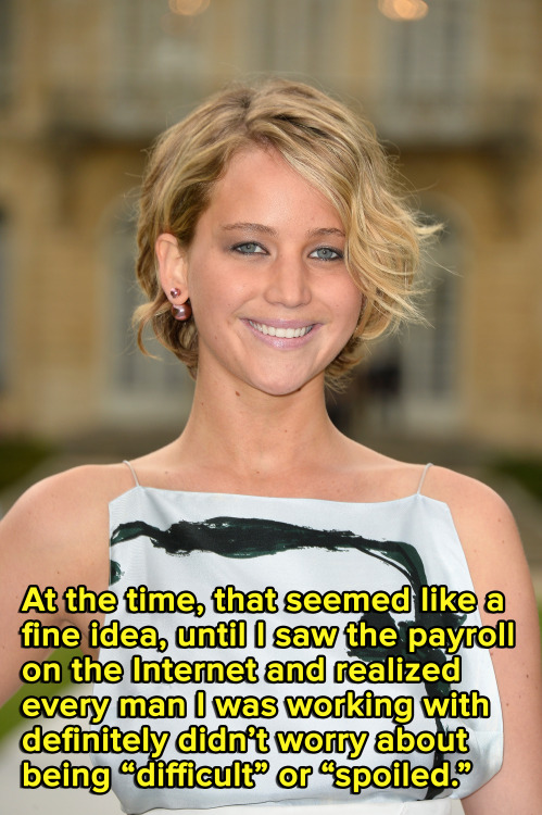 micdotcom:  Jennifer Lawrence puts the gender pay gap on blast in killer op-edLawrence may be a special case, and she knows it, but the ideas behind her op-ed are spot on. The issue isn’t just about money: It’s about an industry — a working world,