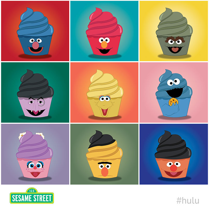 C is for cupcake, with which we celebrate the 45th birthday of Sesame Street today.