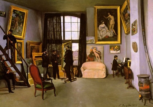 artist-bazille: The Artist’s Studio, Rue de la Condamine, 1870, Frederic BazilleMedium: oil,canvas