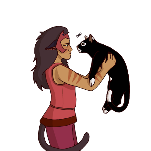 wlw-glimmer:I love the idea that catra was really confused by cats when she first met one reblogs&g
