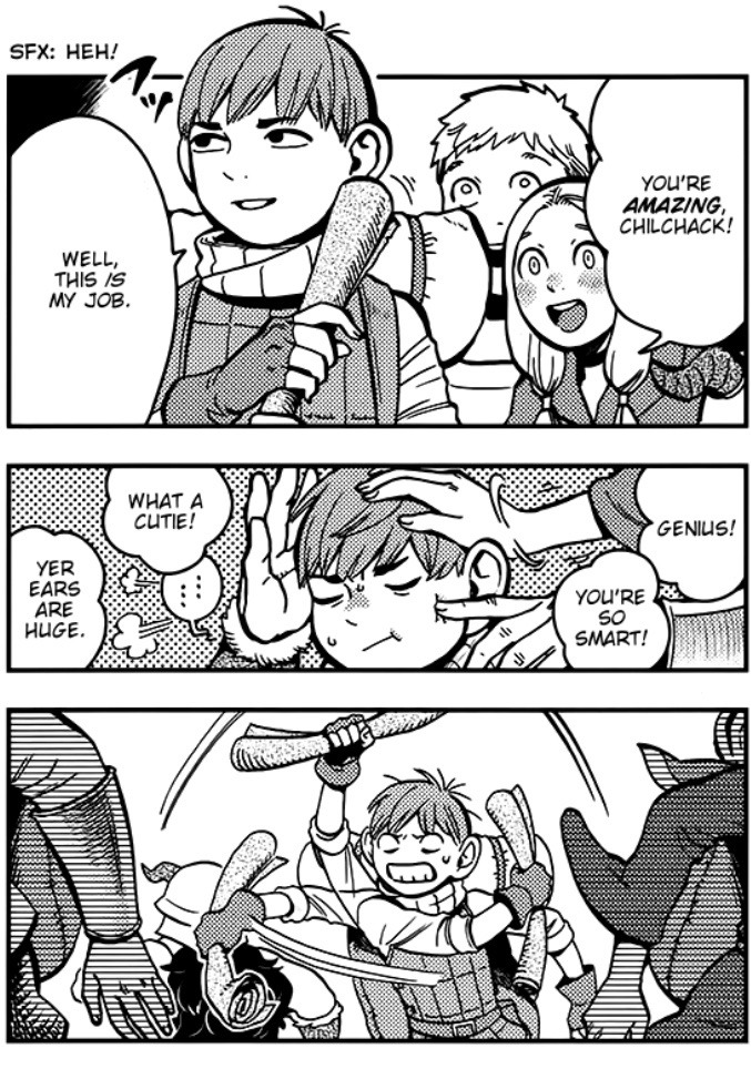 Dungeon Meshi Chilchack. Dungeon Meshi гарпии. Heh Манга. Manga SFX.