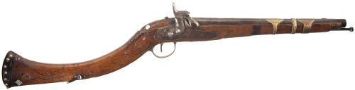 19th century percussion pistol/carbine, possibly of Middle Eastern or Central Asian origin.