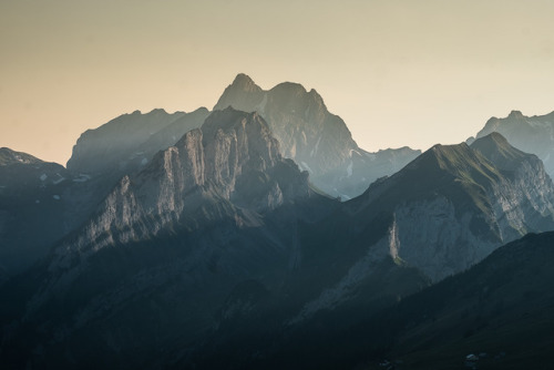 The Alpstein mountain range in the eastern part of Switzerland.