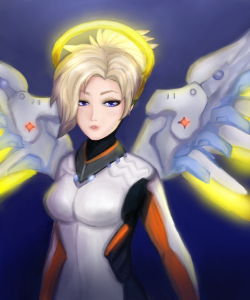 Tried drawing mercy from Overwatch, because I really love this game.  Mercy is just one example of a