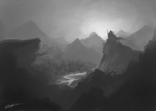 Speedpainting/sketch: about ~1 hour! I’ve decided to start practicing landscapes and composition stu