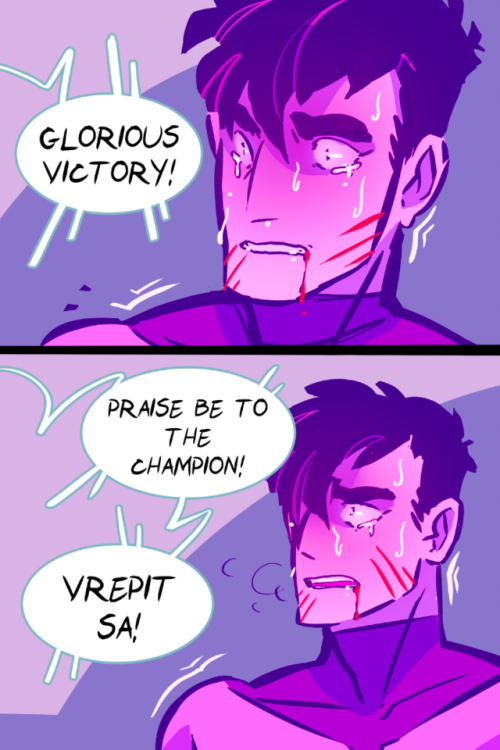 ‘Champion’ a Voltron fancomic about Shiro’s time as a gladiator. The lost year.Back - Part 2 - Next