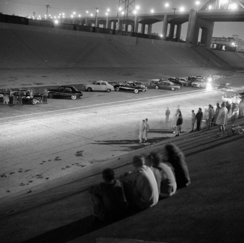 90s-forever:  therealhollywoodbandit:  Drag racing at the LA River or rather in the LA River bed. The pictures are basically self explanatory they drag race and get caught. The  picture 3rd from the bottom are some guys caught after they thought they