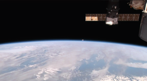 sci-universe:  The moonset I saw live from  International Space Station’s HD Earth Viewing Experiment. You can actually see what’s going on above Earth in the current moment. They’re streaming 24/7 right now, don’t miss it!