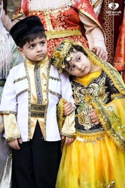 Azerbaijani Turk children in traditional clothes