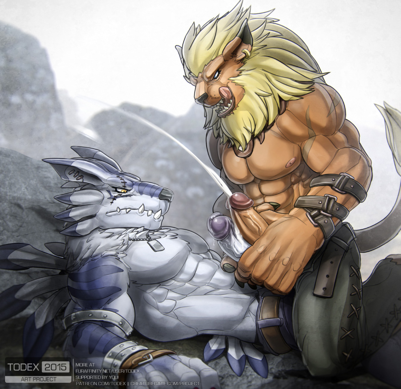 creaturegate:  Grumpy Groin Grindingz Because Weregarurumon is just too cute NOT