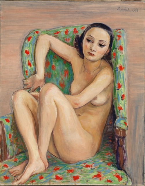 huariqueje:Model in a Green Chair   -    Nils  von Dardel  1928Swedish, 1888–1943Oil on canvas,  93 