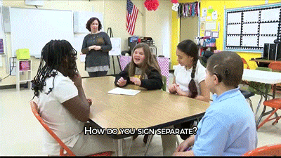 sizvideos:  5th graders are learning sign language so that they can communicate
