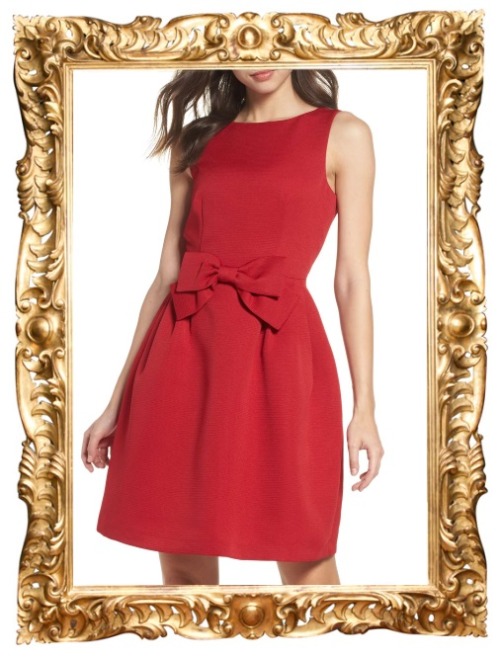 Bow-Front A-Line Dress in Red - $138 (also in navy here)