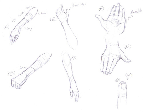 These are part of 100 exercises I did some months ago to get better at drawing hands. The first ones