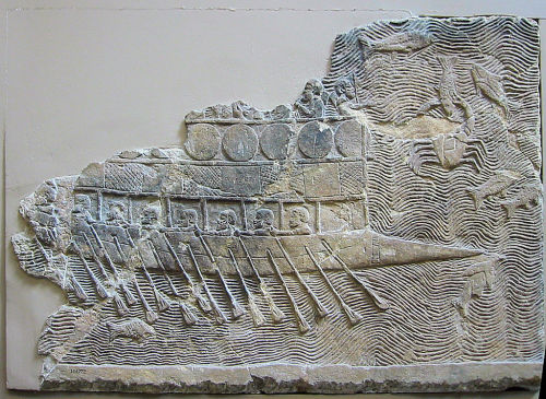 Assyrian bireme warship from around 700 BC, Nineveh.